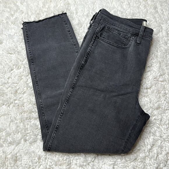Madewell Stovepipe Black Charcoal Wash Jean Raw Hem Denim High Rise Bottoms - Picture 3 of 14